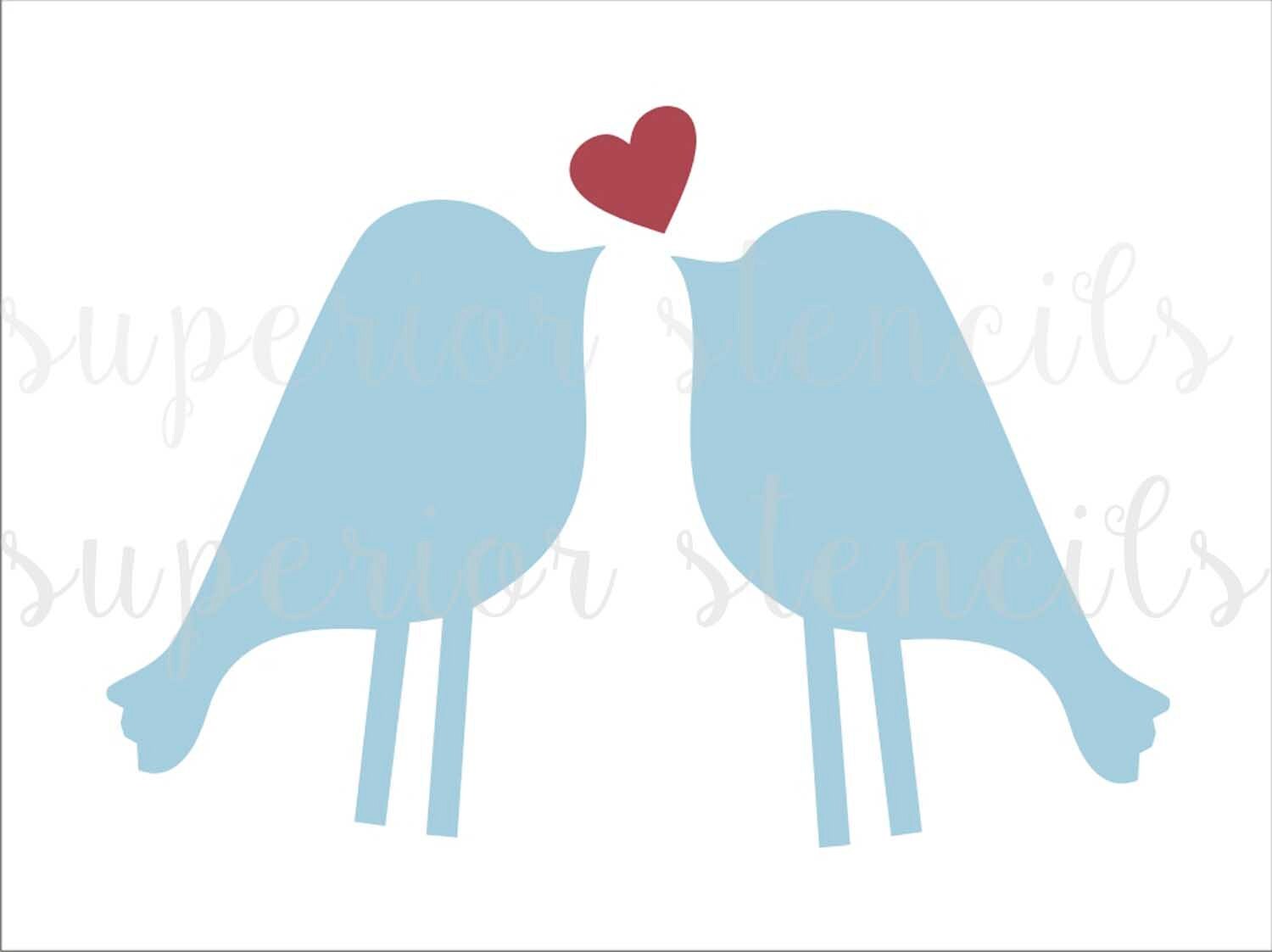 little love birds with heart sign reusable stencils etsy ireland