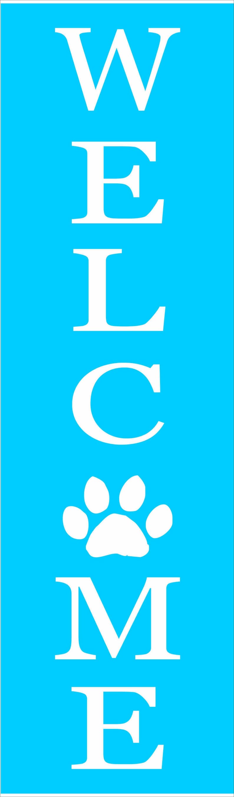 welcome with paw print stencil reusable stencil vertical