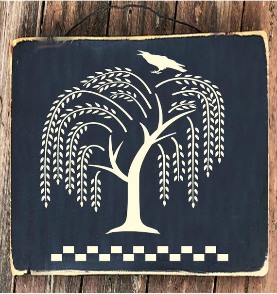 Willow Sign Stencil - Willow Tree Stencil - Willow - Crow Stencil