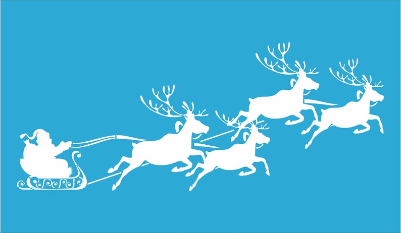 Santa Sleigh Reindeer STENCIL Christmas Reusable Stencil 10 | Etsy