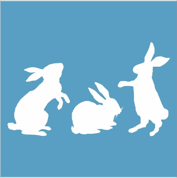 Easter Bunny Stencil 3 Easter Bunnies Stencil Easter Stencil Rabbit Stencil  for Sign Cute Easter Bunny Silhouette Stencil 