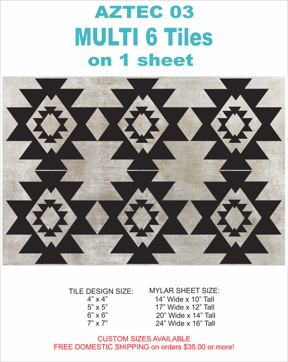 AZTEC Tile Stencils - Painting Tiles - Painting Floors, Southwest ...