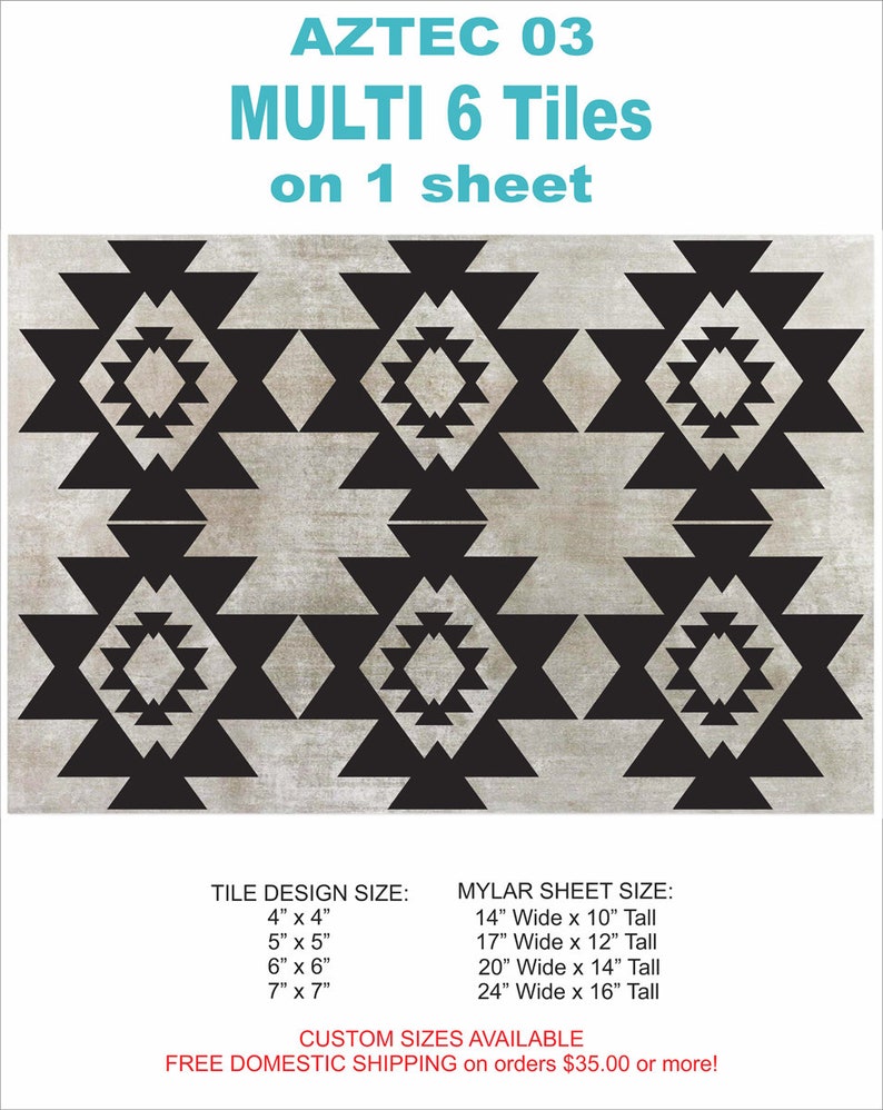 AZTEC Tile Stencils - Painting Tiles - Painting Floors, Southwest ...