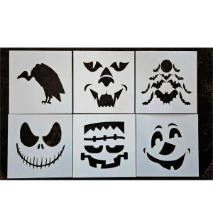 Halloween Stencils, Jack O lantern Stencils, Pumpkin Stencil, Jack O Lantern Face Stencil 12 Sizes, 6 Designs to choose from!