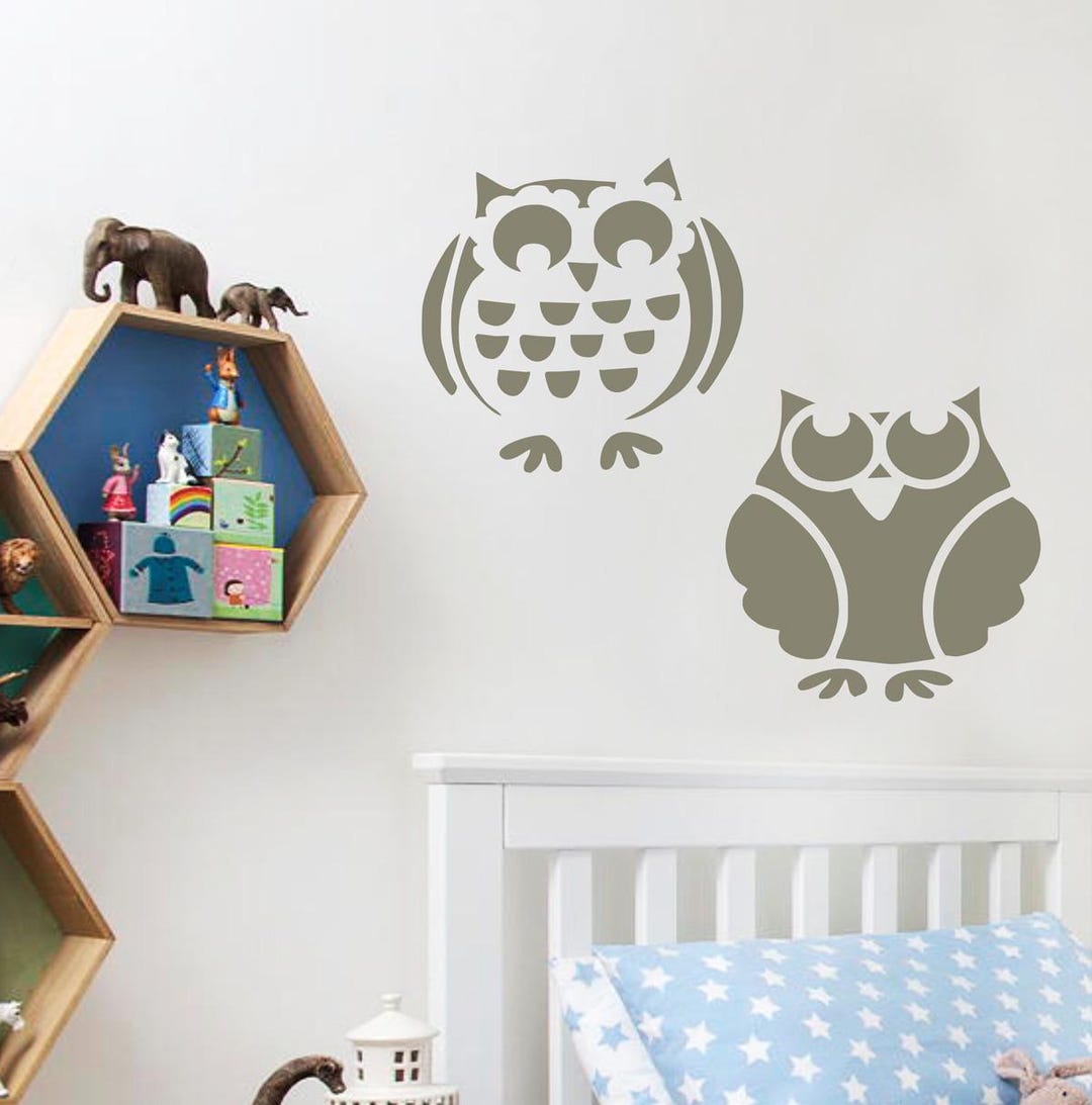 Owl Stencil, Nursery Wall Stencil, Owls, Kids Bedroom Wall Stencil ...