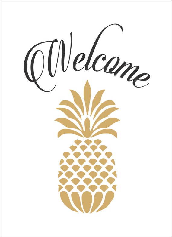 Download Free Welcome Pineapple Stencil Reusable Stencil 9 Sizes Create Etsy SVG Cut Files