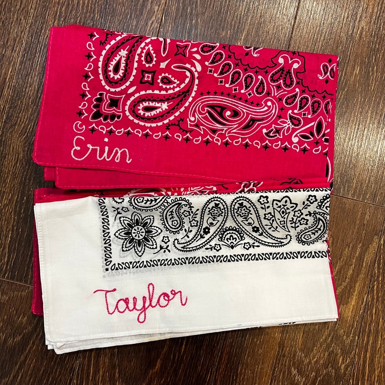 Embroidered Bandana, Chainstitch Embroidery, College Football Embroidered Bandana image 2