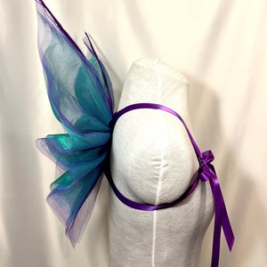 Fairy Wings in Purple Turquoise Green peacock colors layers adult size costume pretty realistic shine, princess butterfly angel Halloween