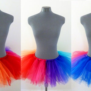 Adult Rainbow Tutu, bright colors, choose size, fun costume, halloween, fairy, princess, clown, made with tulle fabric gay pride colorful