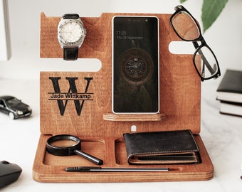 Fathers day gift from wife, Engraved Docking Station, Daddy gifts from son, Personalized gifts for dad from daughter, Tech Gifts for Him