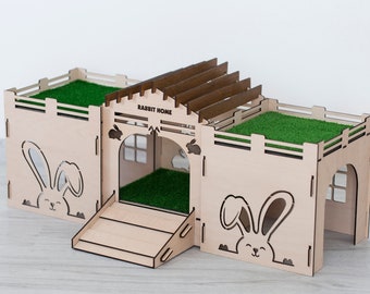 Wooden Rabbit House, Rabbit Castle, Personalized rabbit house, Playhouse, Rabbit Hideout, Hideaway Fort, Rabbit Toys