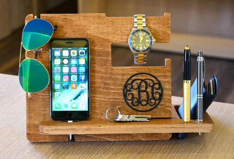 Nightstand Organizer Mens Desk Organizer Iphone Charging Etsy