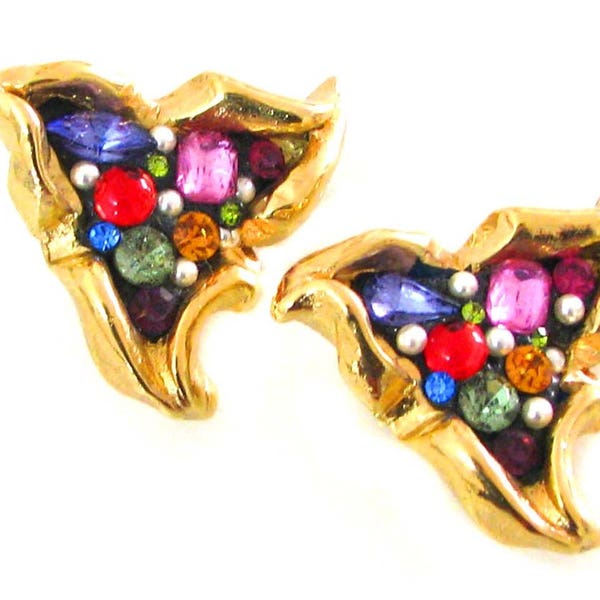 Boucles d’oreilles JACKY DE G ,colorées PauletteVintage bijoux