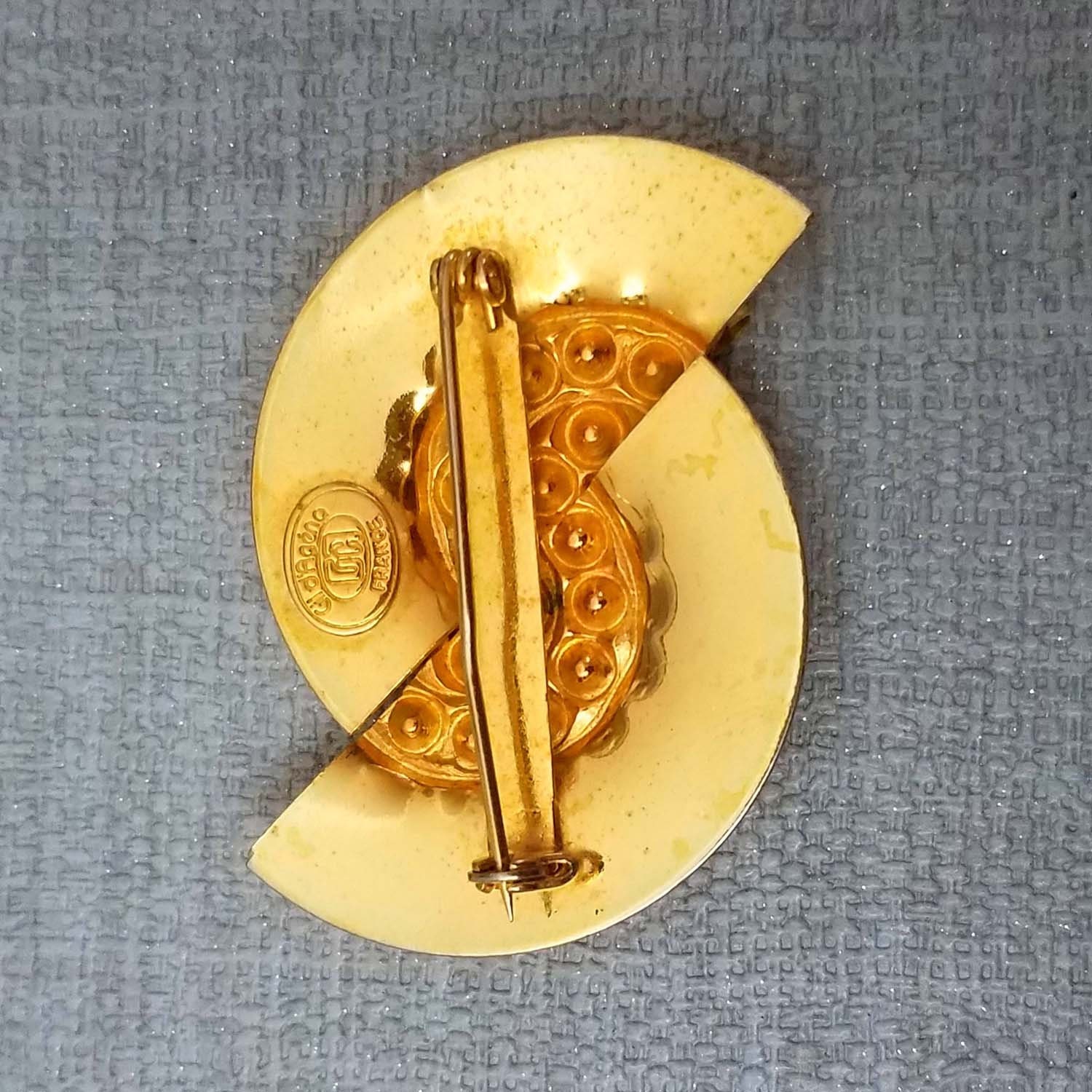 Broche Moderniste Vintage Signée Gil D'Agena France - Métal Argenté, Excellent état