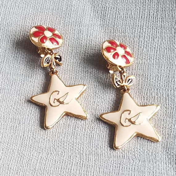 CHRISTIAN LACROIX earrings, beautiful vintage enam