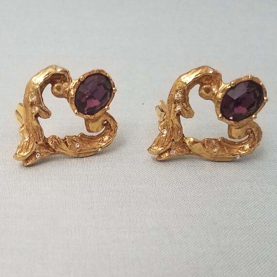 CHRISTIAN LACROIX earrings, vintage structured hea