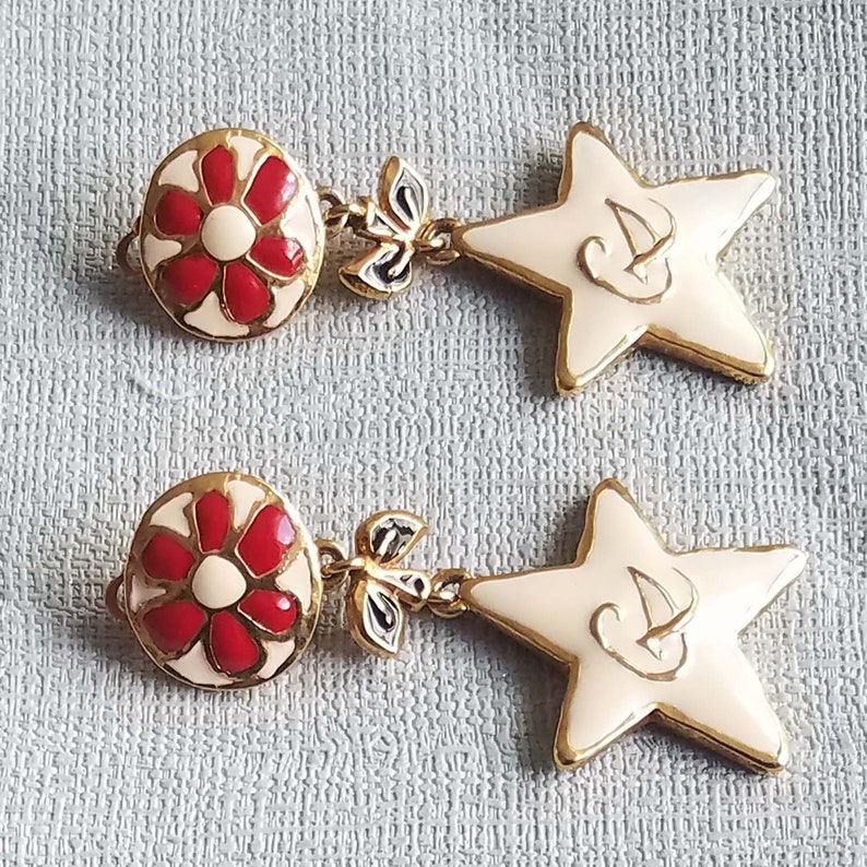 CHRISTIAN LACROIX earrings beautiful vintage enamels Etsy