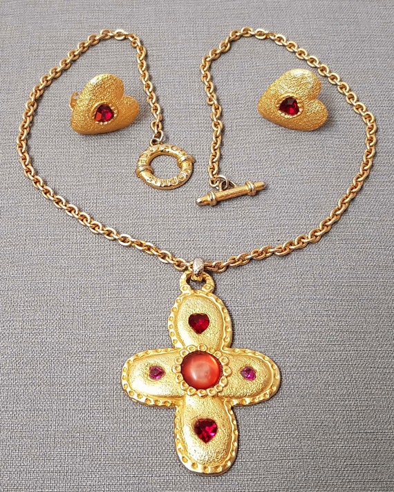 Gold Metal Necklace and Earrings Set Paulettevintage Jewelry -  Denmark