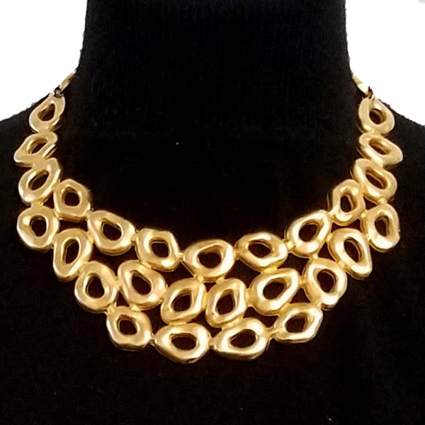 EDOUARD RAMBAUD plastron necklace, in gold metal, Paulette Vintage jewelry