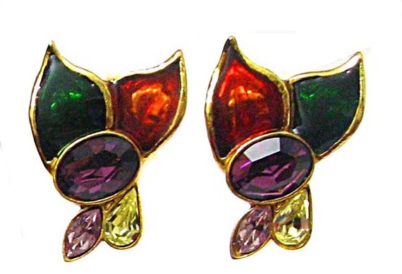 CHRISTIAN LACROIX earrings, vintage enamels