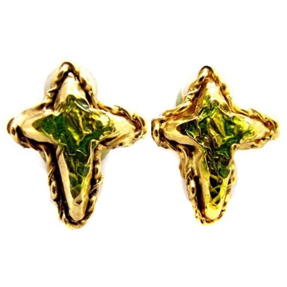 Earrings CHRISTIAN LACROIX, enamel cross