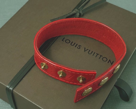 vuitton leather bracelet red