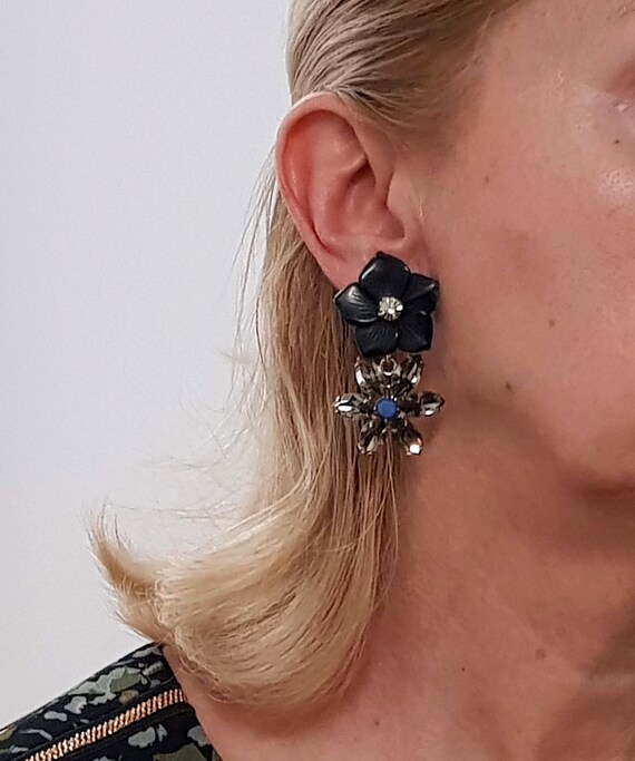 Boucles D'oreilles Clip émaillées Nina Ricci - Style Cluster - Occasion (déjà Portées)