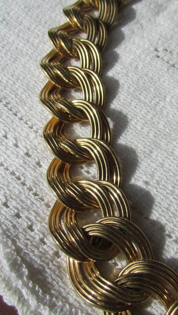 Vintage Monet 80's modernist wide chunky double t… - image 5