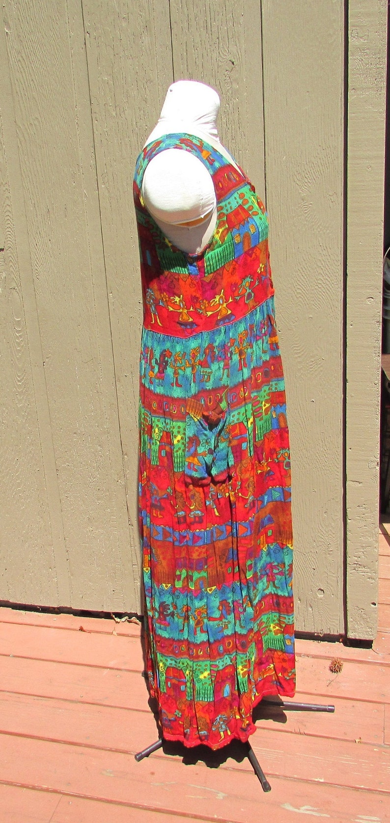 Vintage 90/'s Bila maxi sundress 1 long dress size M festival hippie boho classic crinkle rayon free shipping USA