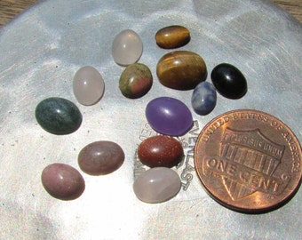 Mixed lot of oval gemstone  cabochons some pairs destash lots vintage lot of 14 free shipping USA