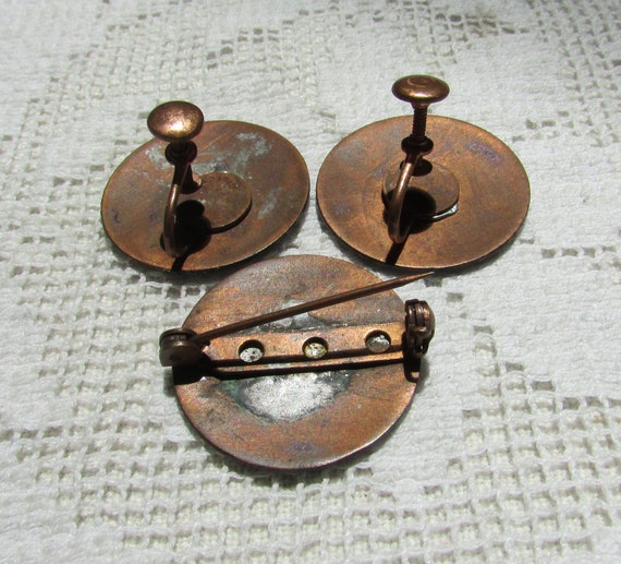 Vintage mid century copper and enamel set brooch … - image 3