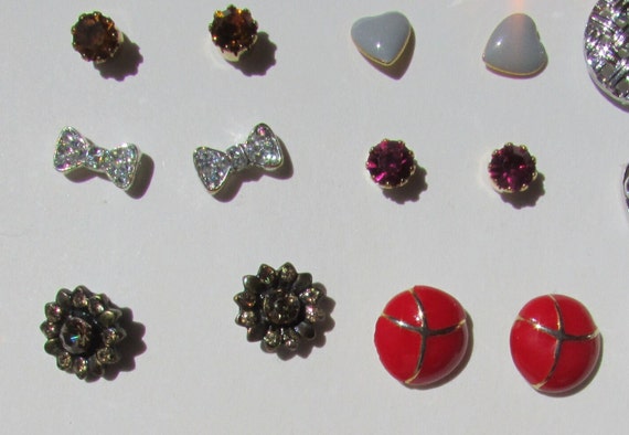 Vintage pierced earrings lot of 12 pair small stu… - image 5