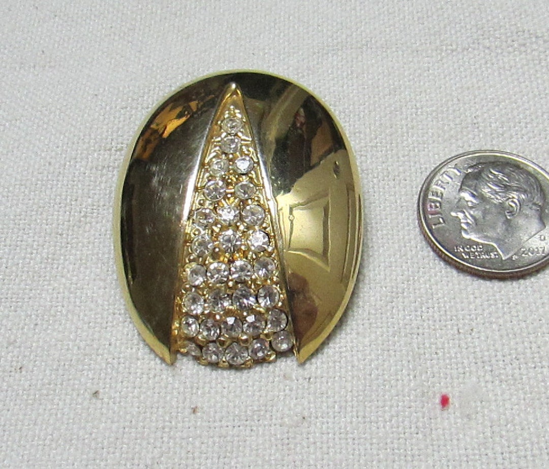Broche vintage ambre avec strass et étoile ; Monture griffes dorée ; Épinglette Mid-Century ; 2,3 pouces