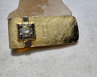 Vintage engraved BJT money clip  gift for him  FREE shipping USA only