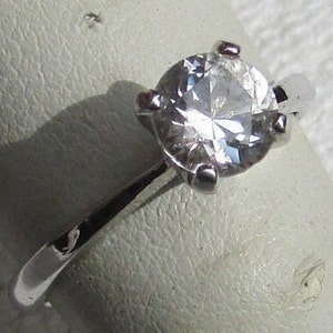 Vintage AVON ring minimalist gemstone sterling silver solitaire white spinel engagement ring signed sterling Avon size 7.5 free shipping USA