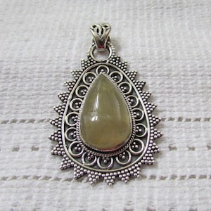 vintage NOS unique rutilated quartz sterling silver pendant necklace free shipping USA