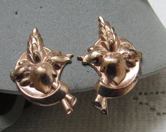 vintage Silverman earrings sterling silver gold washed lily flowers screw on earrings 40's 50's classics free shipping USA