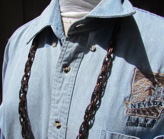 Vintage unisex necklace antique copper brutalist … - image 6