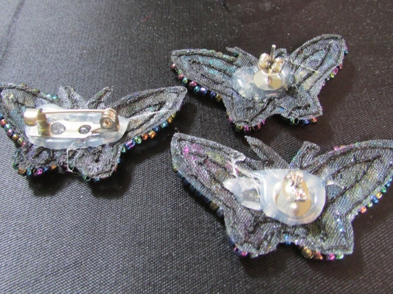 vintage hand crafted bead and sequin butterfly br… - image 3