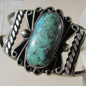 Vintage Navajo sterling turquoise cuff unisex bracelet old pawn traditional style Free shipping USA only