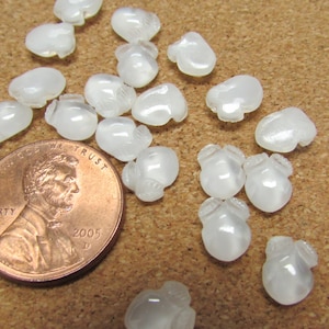 Vintage white glass moonstone fruits with leaves flatback cabachons size 8x6mm pkg of 20