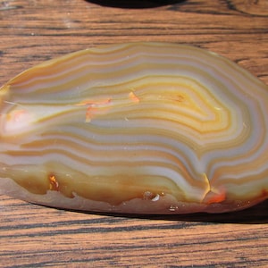 Vintage natural Brazillian agate thick slice slab specimen or prepolished lapidary rough home decor candle plate free shipping USA