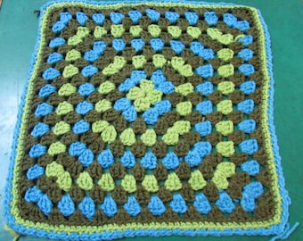 Vintage huge  crocheted  Granny Square pillow top free shipping USA