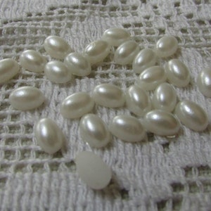 Vintage pearl oval cabs size 6 x 4 mm pkg of 24