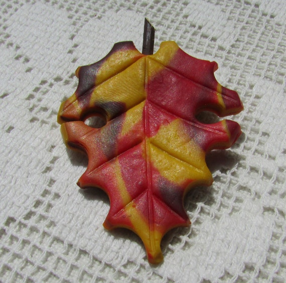 vintage marbled celluloid fall colors autumn leaf… - image 1