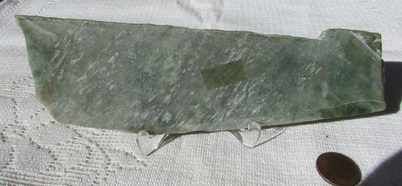 Vintage richly patterned jade large green nephrite slab for carving or cabs lapidary supply gemstone rough 4 oz free shipping USA image 6