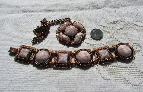 Vintage Selro Selini style copper confetti Lucite… - image 1