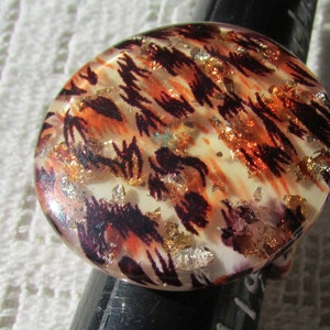 Vintage ring confetti glitter chunky Lucite statement costume ring leopard jaguar big cat print size 8.5 free shipping USA