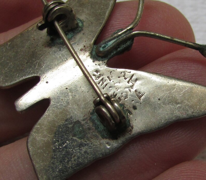 vintage sterling silver abalone butterfly Mexican pin brooch free shipping USA
