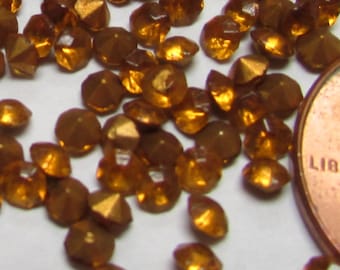 Vintage topaz round glass rhinestones chatons size SS10 about 2.5 mm pkg of 288